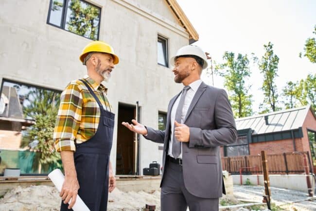 Owner's representative reviewing project contracts with architect and contractor on behalf of a commercial project owner